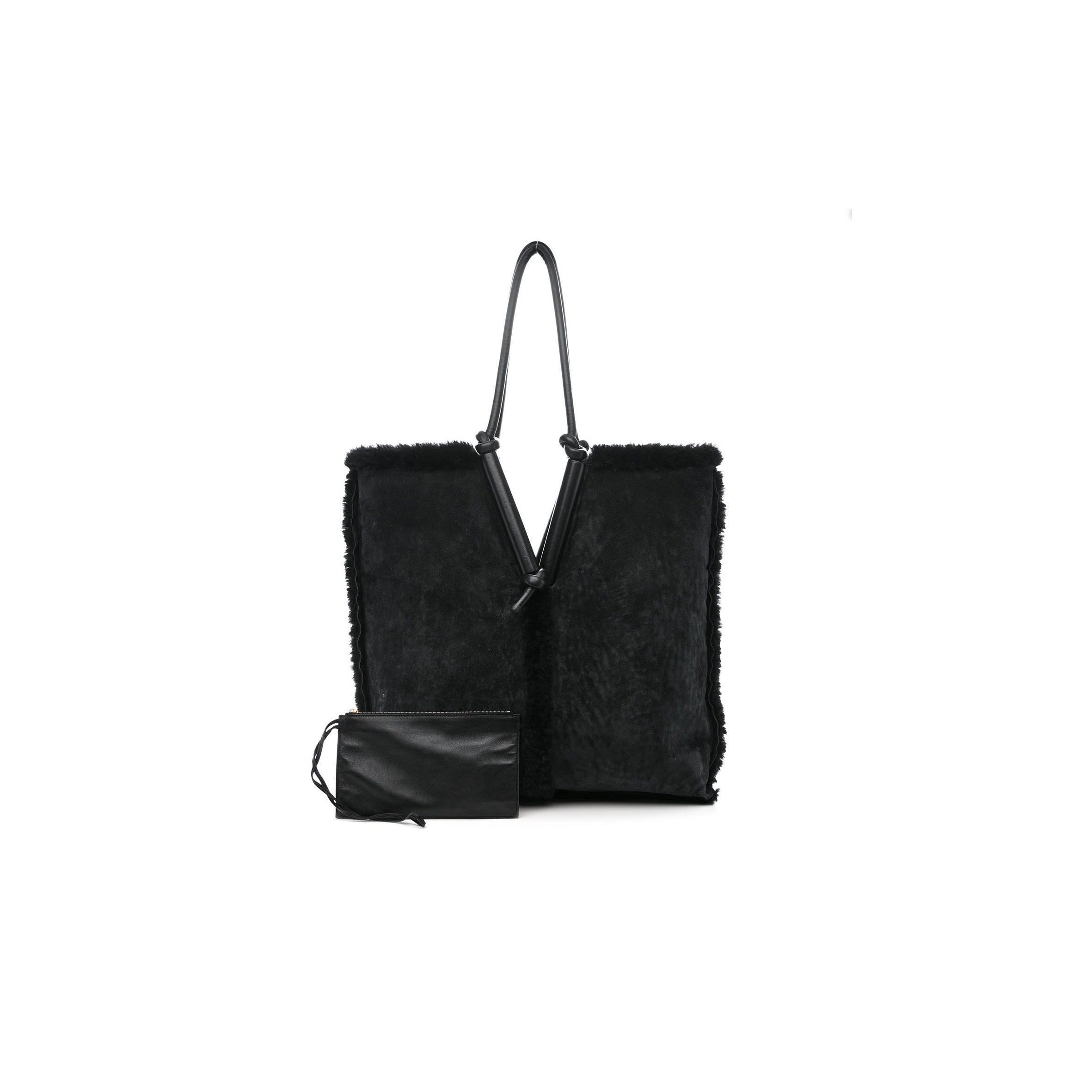 BOTTEGA VENETA SHEARLING REVERSIBLE TOTE BLACK (48*46*12cm)