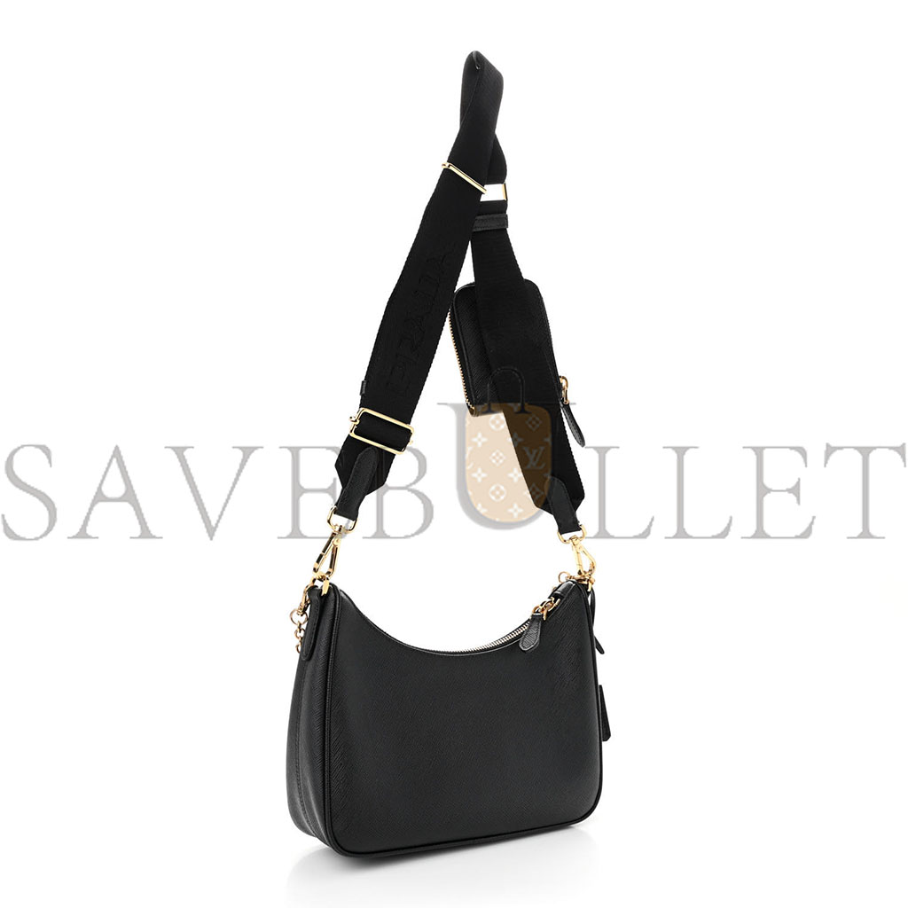 PRADA SAFFIANO LUX RE-EDITION 2005 SHOULDER BAG BLACK (22*17*6cm)