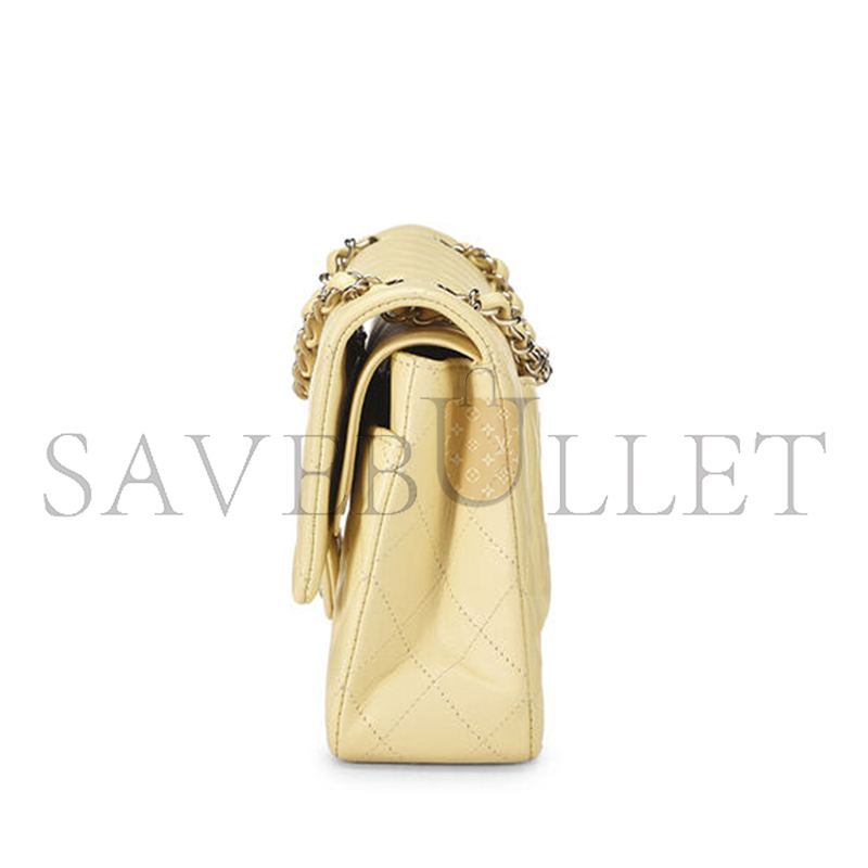 CHANEL YELLOW CALFSKIN CLASSIC DOUBLE FLAP MEDIUM AS0001 (25*15*6cm)