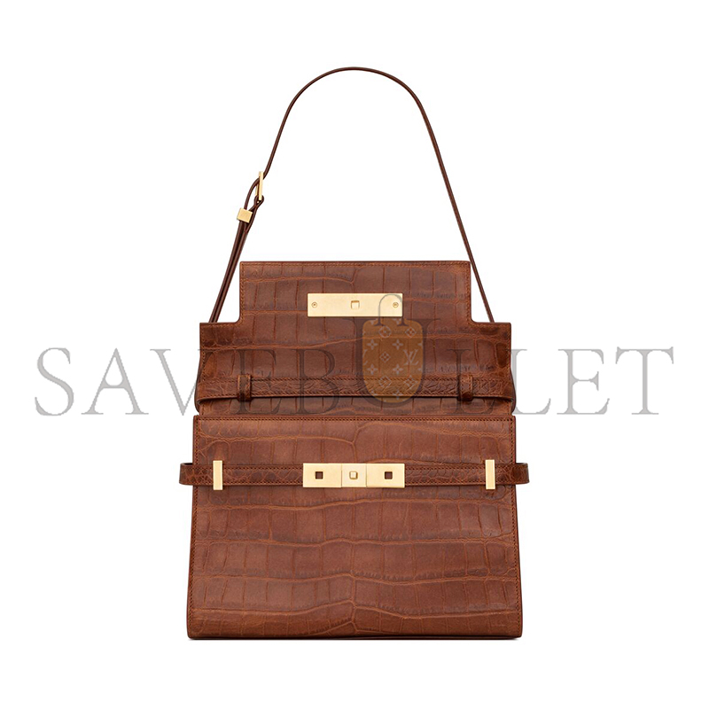 YSL MANHATTAN SMALL IN CROCODILE-EMBOSSED LEATHER 675626AAAOH2591 (24*17.5*6cm)