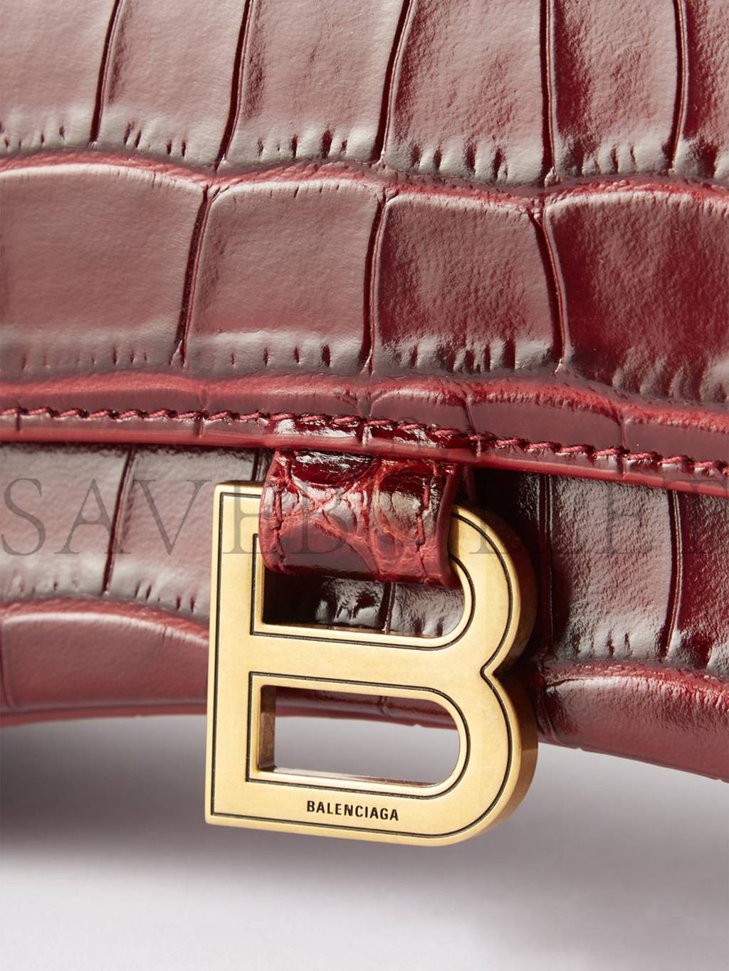 BALENCIAGA RED HOURGLASS S CROCODILE-EFFECT LEATHER BAG MATCHESFASHION US (22.5*14.5*10cm)