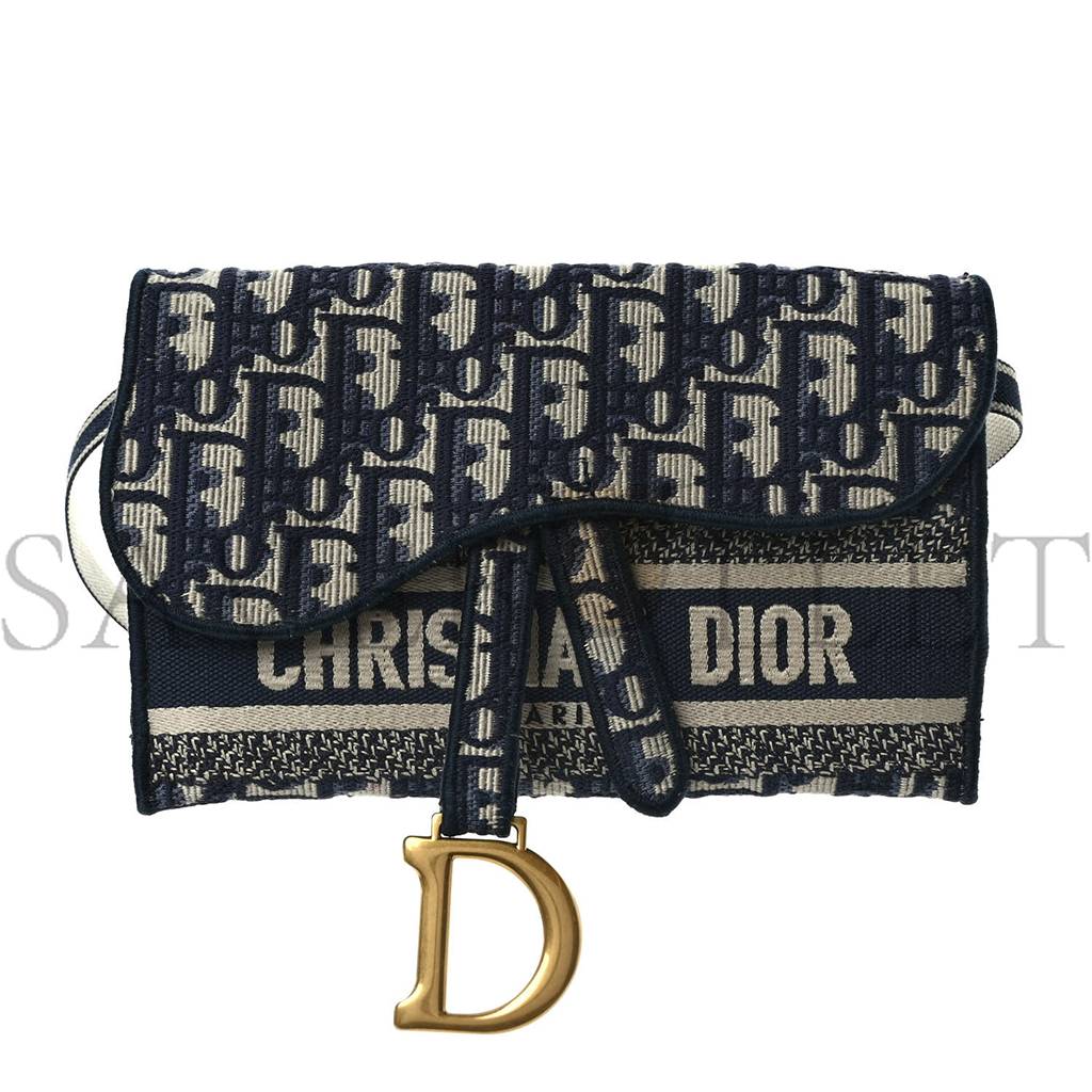 DIOR OBLIQUE SLIM SADDLE POUCH BLUE (21*13*2.5cm)