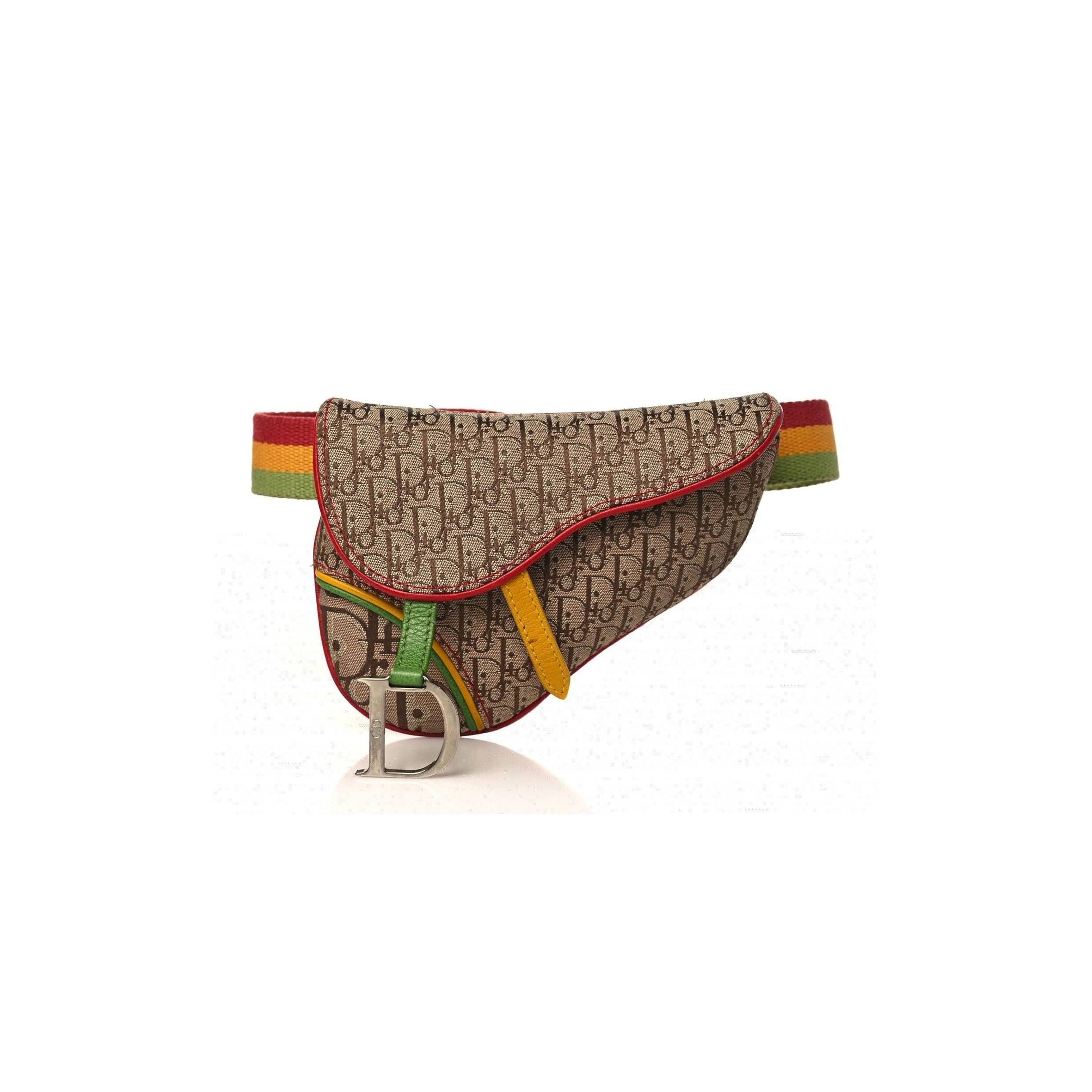 DIOR MONOGRAM RASTA SADDLE BELT BAG BEIGE (17*13*2.5cm)