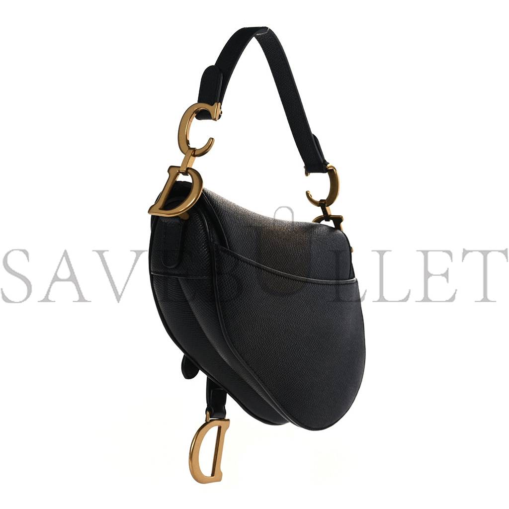 DIOR GRAINED CALFSKIN MINI SADDLE BAG BLACK (18*16*5.7cm)